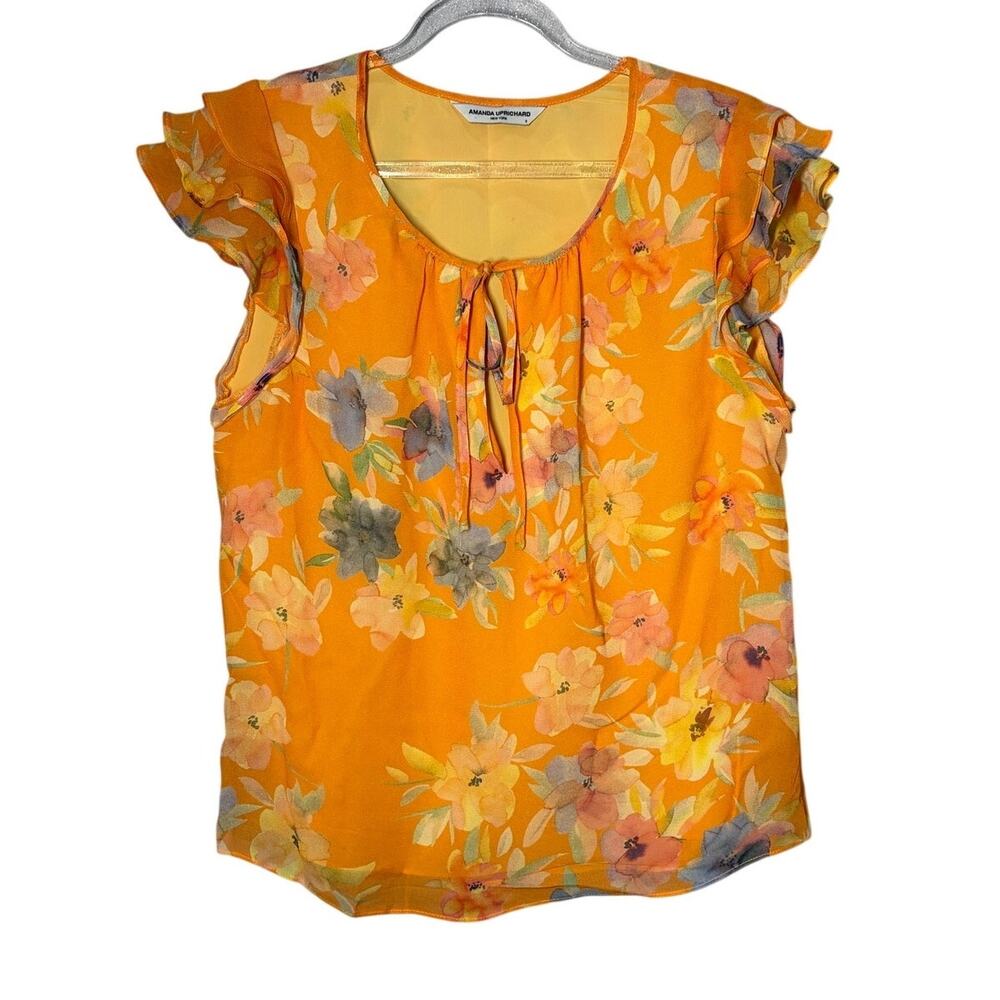 Amanda Uprichard Floral Blouse Sz S Boho Preppy Dressy Career